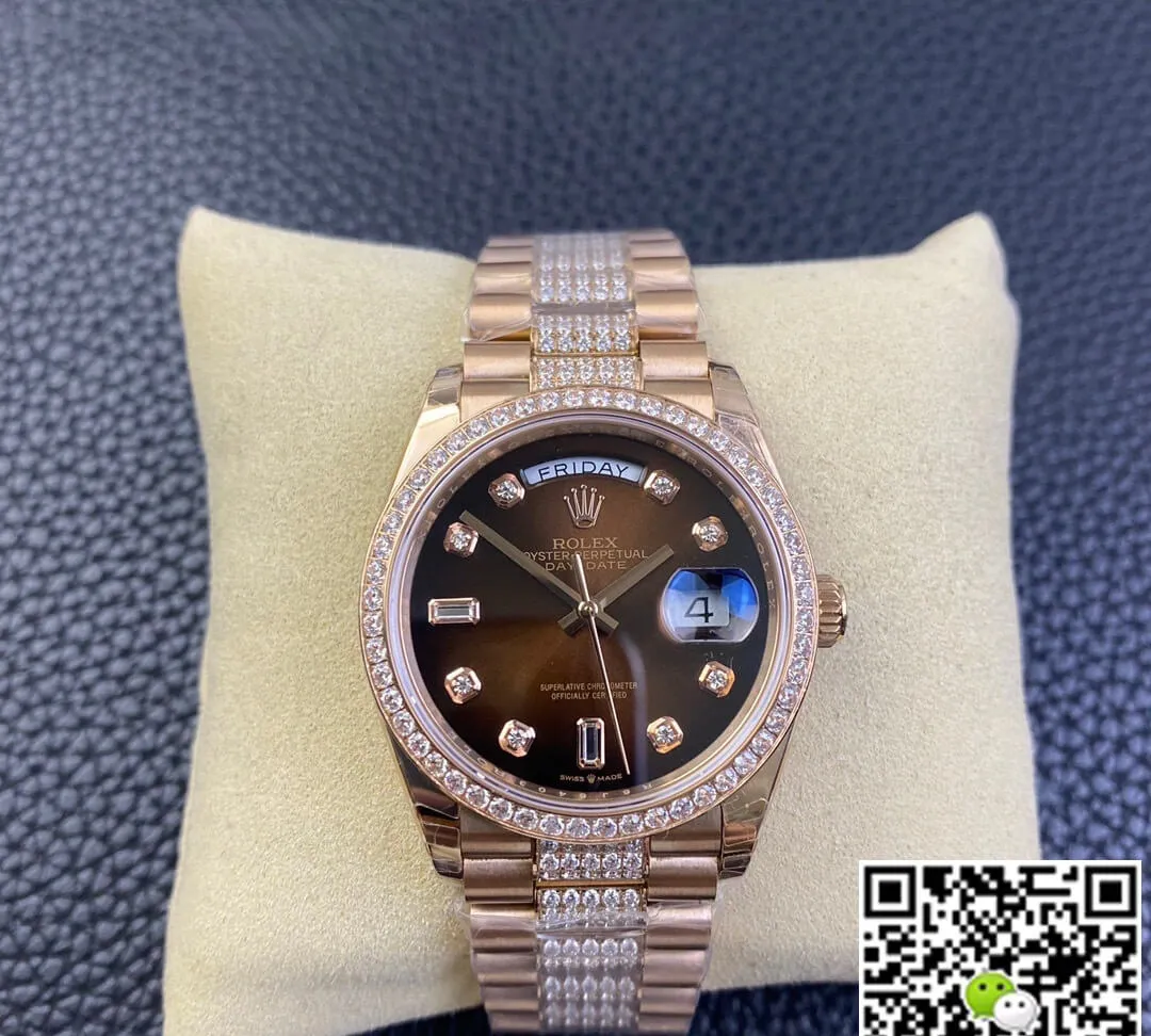 Rolex Day Date M128345rbr-0041 EW Factory 1:1 Best Edition Replica Watch Brown Diamond Dial