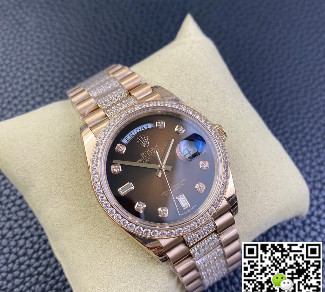 Rolex Day Date M128345rbr-0041 EW Factory 1:1 Best Edition Replica Watch Brown Diamond Dial