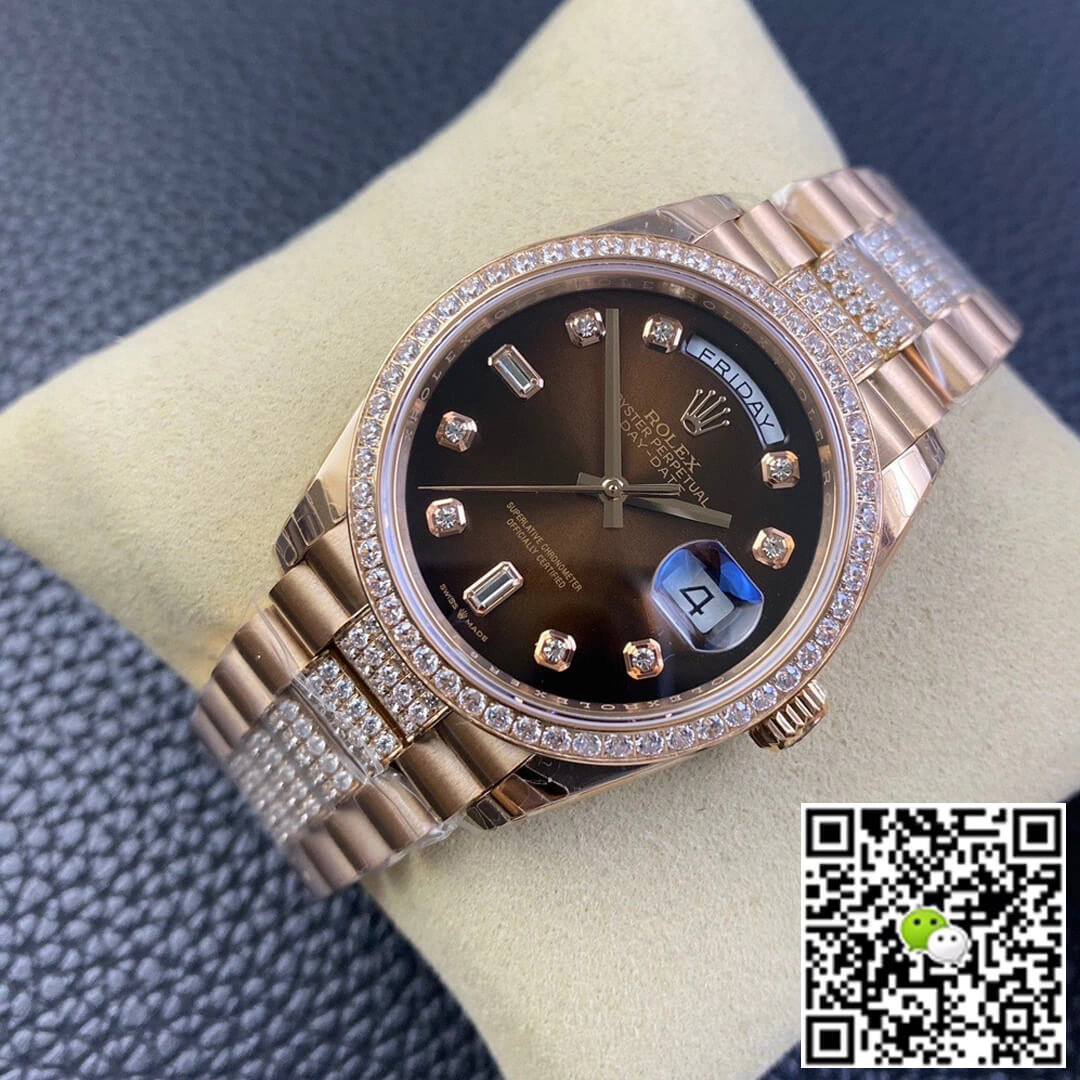 Rolex Day Date M128345rbr-0041 EW Factory 1:1 Best Edition Replica Watch Brown Diamond Dial