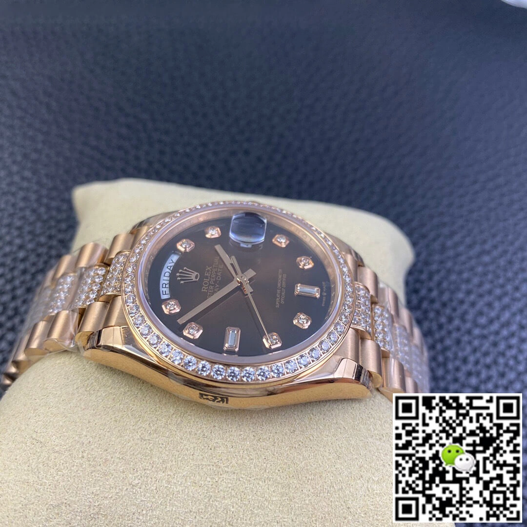 Rolex Day Date M128345rbr-0041 EW Factory 1:1 Best Edition Replica Watch Brown Diamond Dial