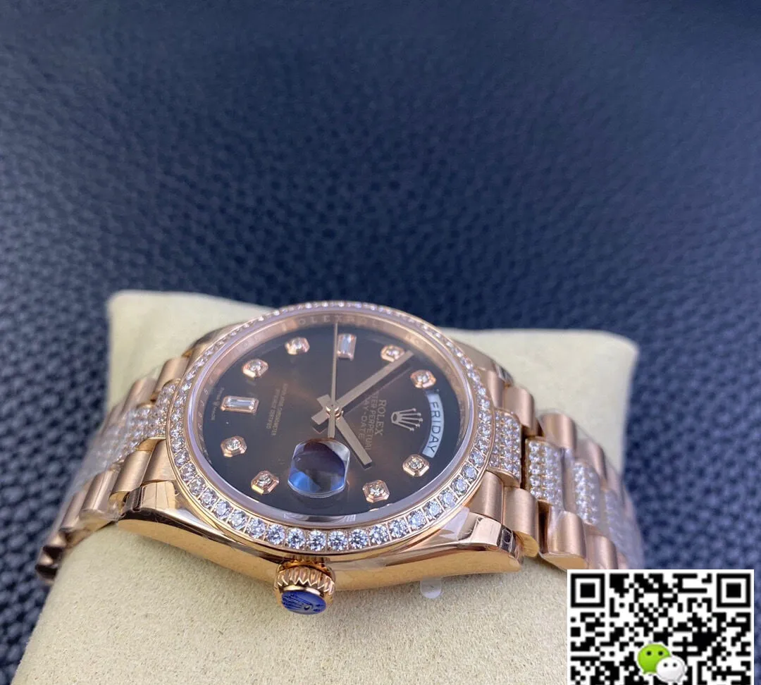 Rolex Day Date M128345rbr-0041 EW Factory 1:1 Best Edition Replica Watch Brown Diamond Dial
