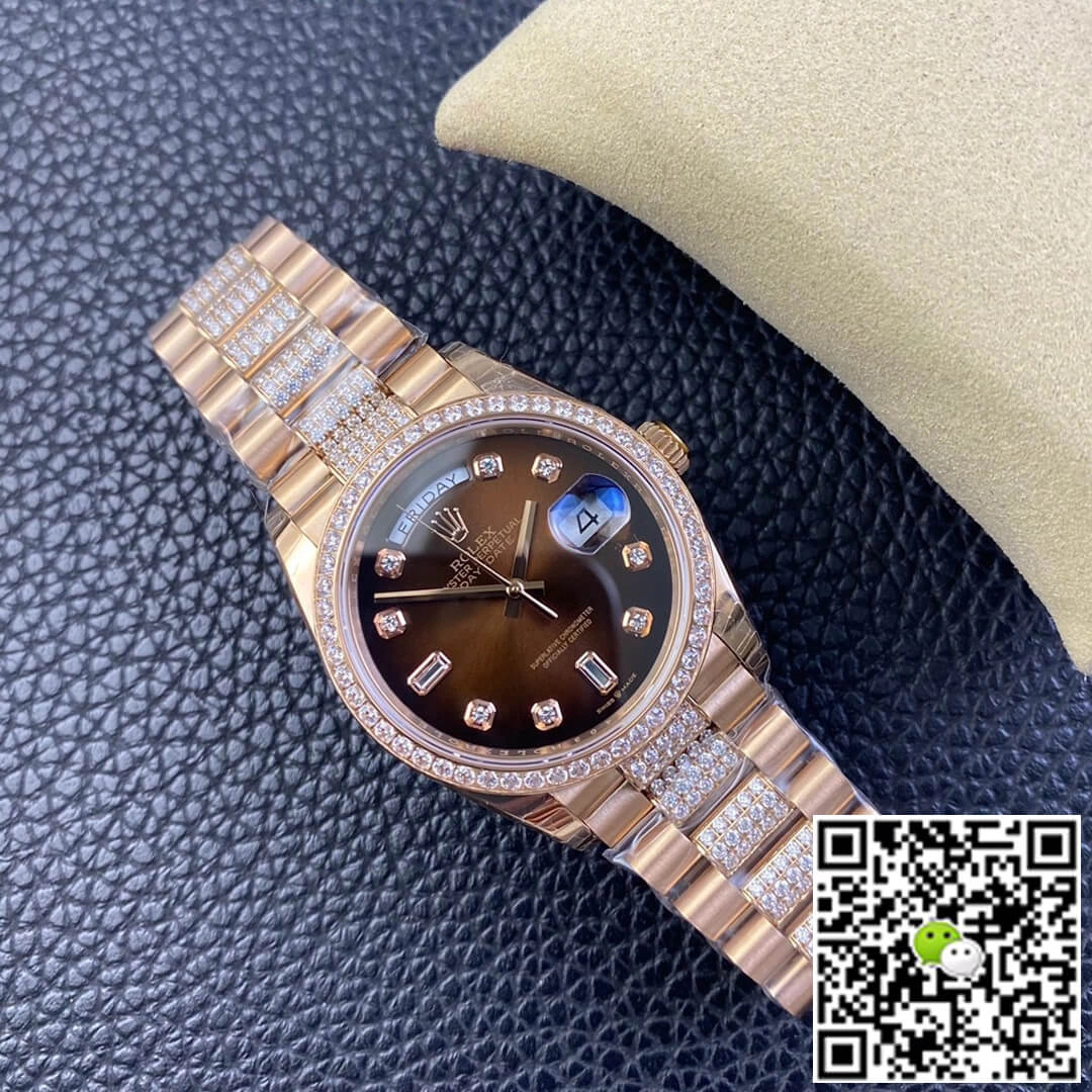 Rolex Day Date M128345rbr-0041 EW Factory 1:1 Best Edition Replica Watch Brown Diamond Dial