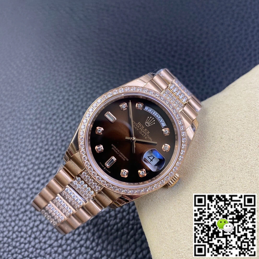 Rolex Day Date M128345rbr-0041 EW Factory 1:1 Best Edition Replica Watch Brown Diamond Dial