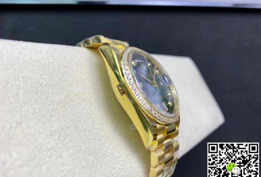Rolex Day Date M128348RBR-0035 EW Factory 1:1 Best Edition Replica Watch Diamond Green Dial