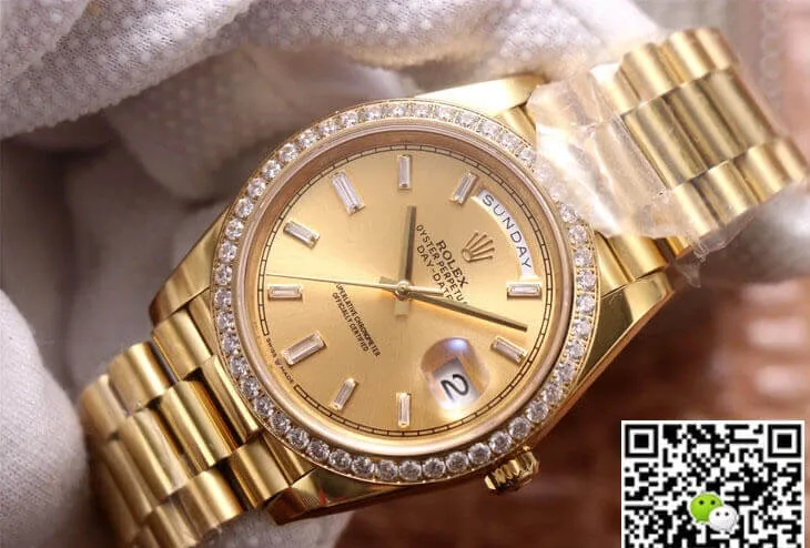 Rolex Day Date M228348RBR-0002 EW Factory 1:1 Best Edition Replica Watch Gold Diamond Bezel