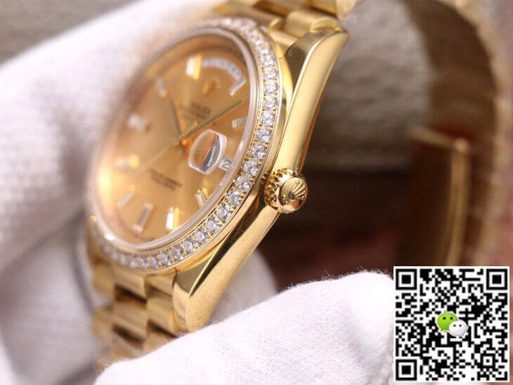 Rolex Day Date M228348RBR-0002 EW Factory 1:1 Best Edition Replica Watch Gold Diamond Bezel