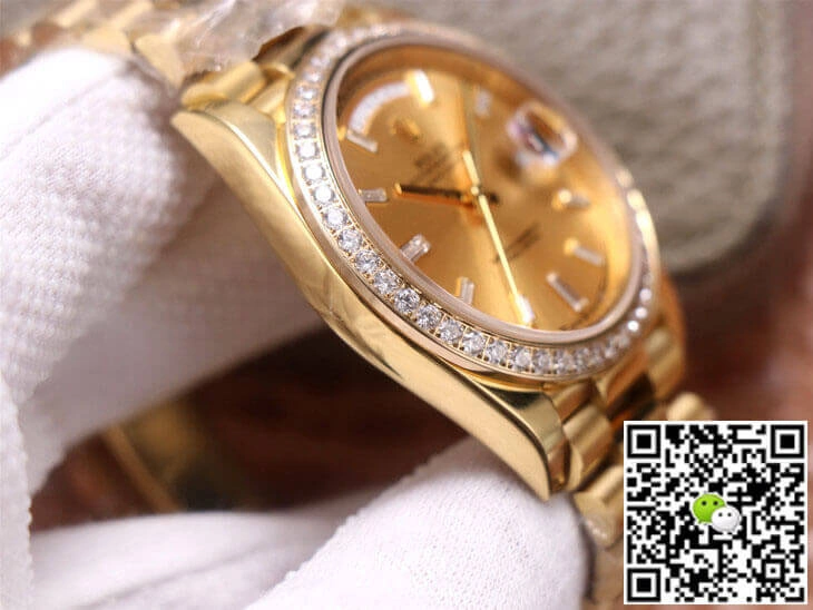 Rolex Day Date M228348RBR-0002 EW Factory 1:1 Best Edition Replica Watch Gold Diamond Bezel