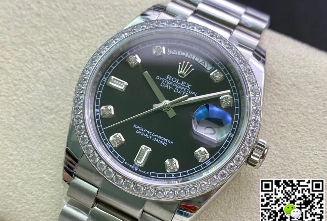 Rolex Day Date 118346 36MM EW Factory 1:1 Best Edition Replica Watch Black Diamond Dial