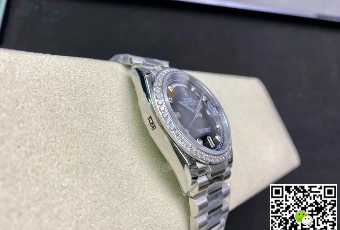 Rolex Day Date 118346 36MM EW Factory 1:1 Best Edition Replica Watch Black Diamond Dial