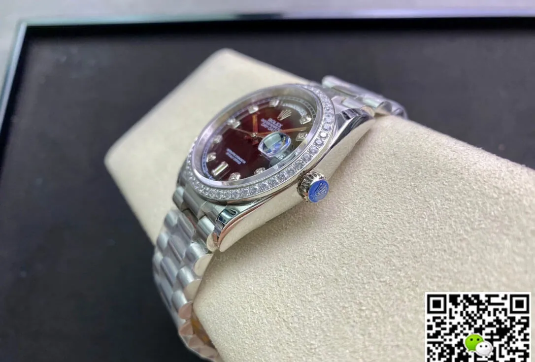 Rolex Day Date 118346 36MM EW Factory 1:1 Best Edition Replica Watch Black Diamond Dial