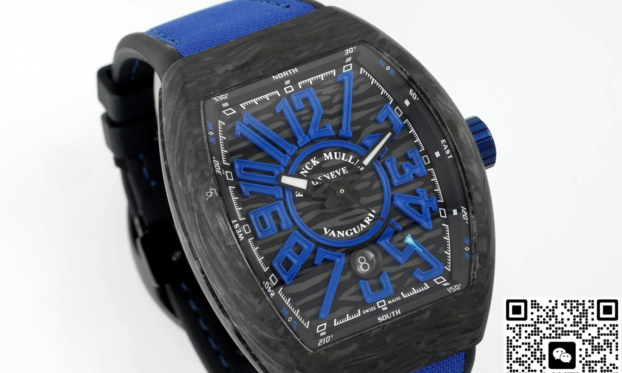 ABF Factory Franck Muller Vanguard Blue rubber strap 1:1 Best Edition Replica Watch