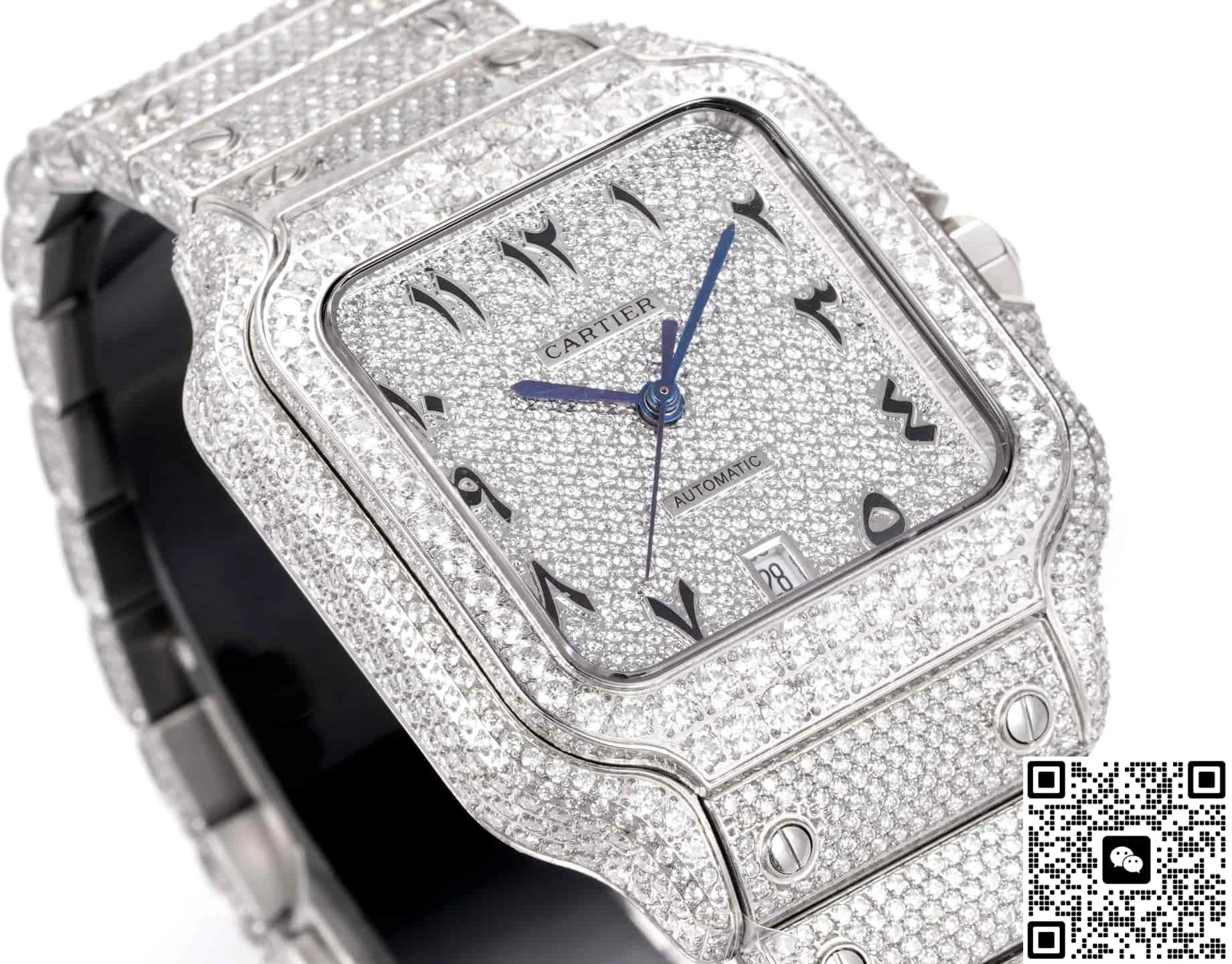F4 Factory Cartier Santos Diamond 1:1 Best Edition Replica Watch