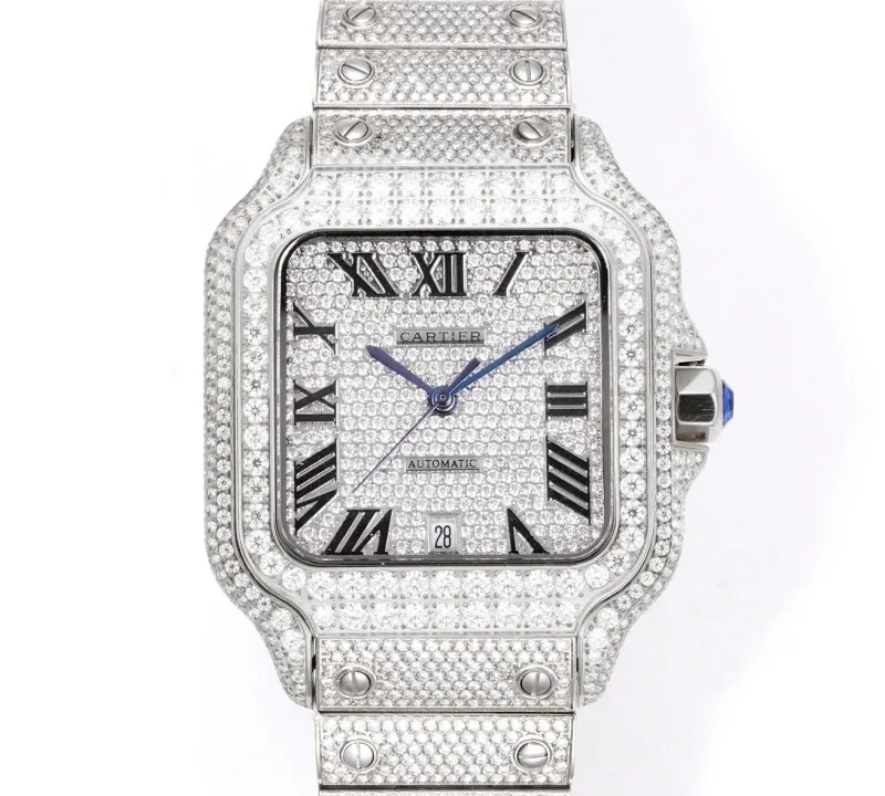 F4 Factory Cartier Santos Full Diamond 1:1 Best Edition Replica Watch