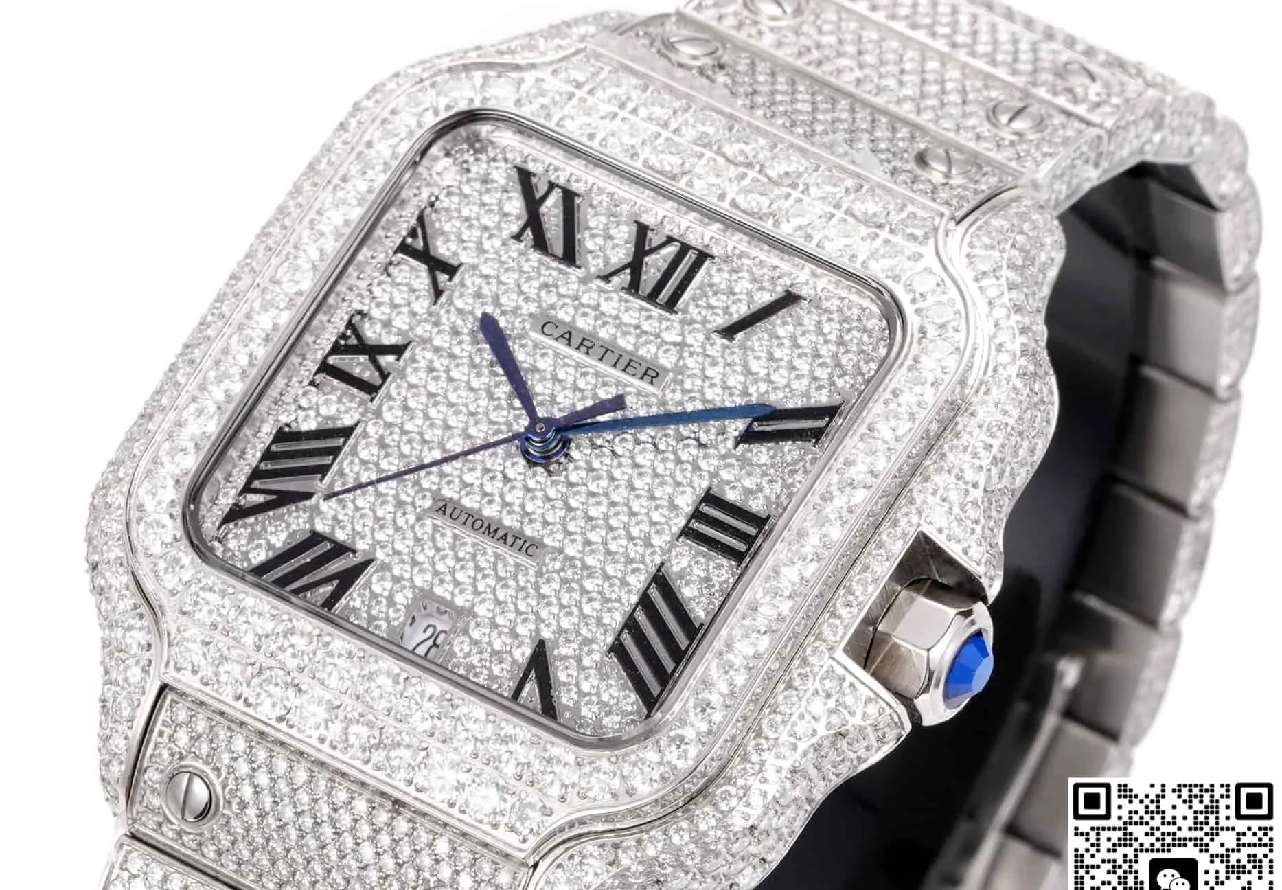 F4 Factory Cartier Santos Full Diamond 1:1 Best Edition Replica Watch
