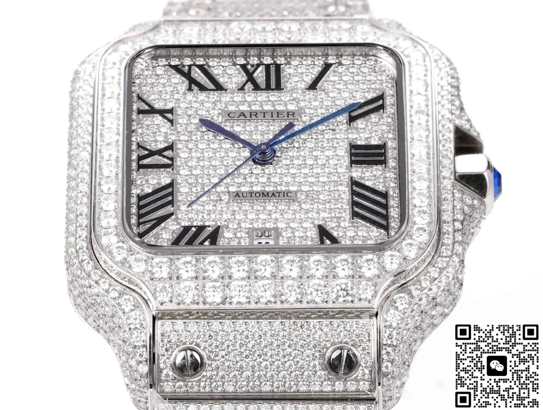 F4 Factory Cartier Santos Full Diamond 1:1 Best Edition Replica Watch