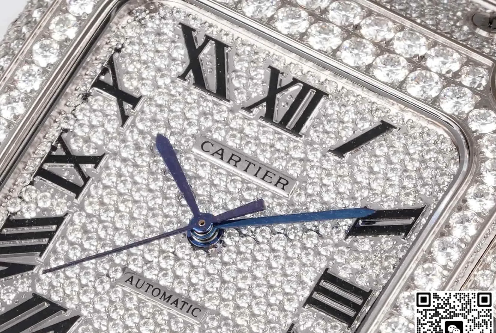 F4 Factory Cartier Santos Full Diamond 1:1 Best Edition Replica Watch