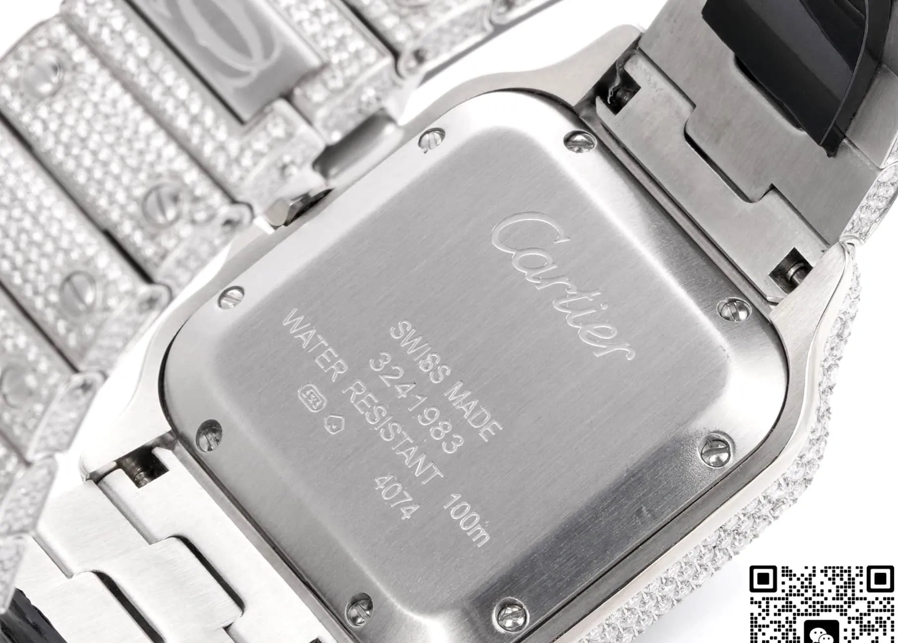 F4 Factory Cartier Santos Full Diamond 1:1 Best Edition Replica Watch