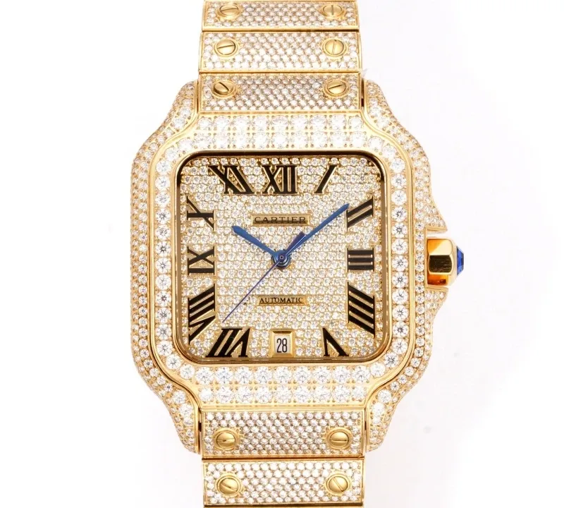 F4 Factory Cartier Santos Moissanite Diamonds 1:1 Best Edition Replica Watch