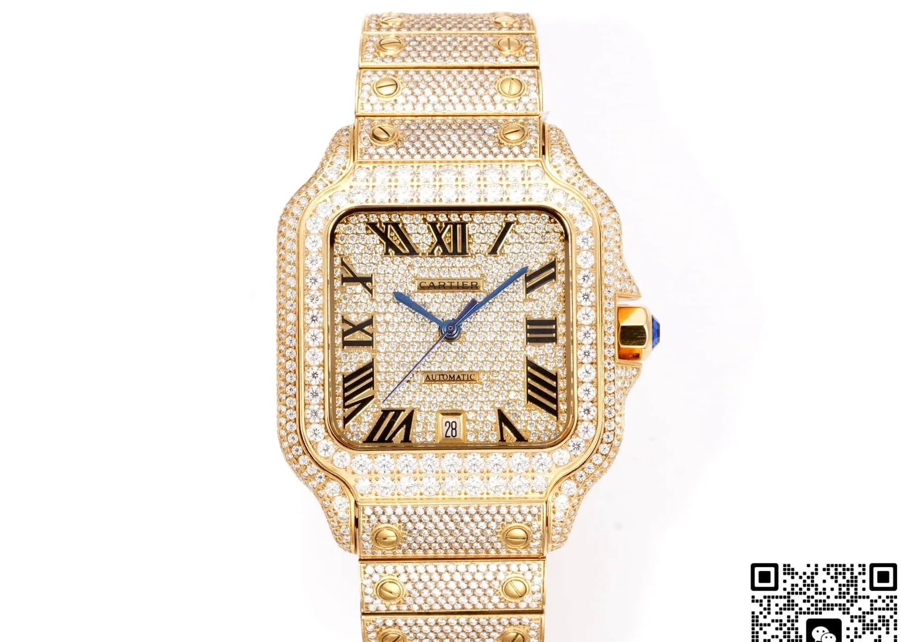F4 Factory Cartier Santos Moissanite Diamonds 1:1 Best Edition Replica Watch
