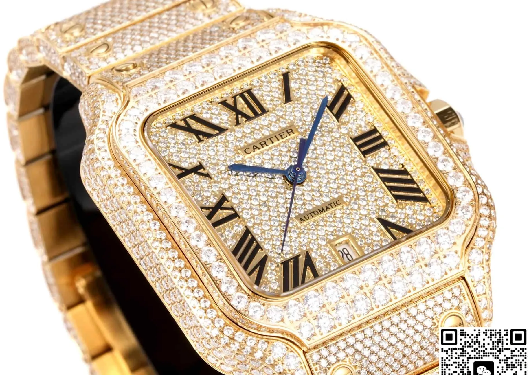 F4 Factory Cartier Santos Moissanite Diamonds 1:1 Best Edition Replica Watch