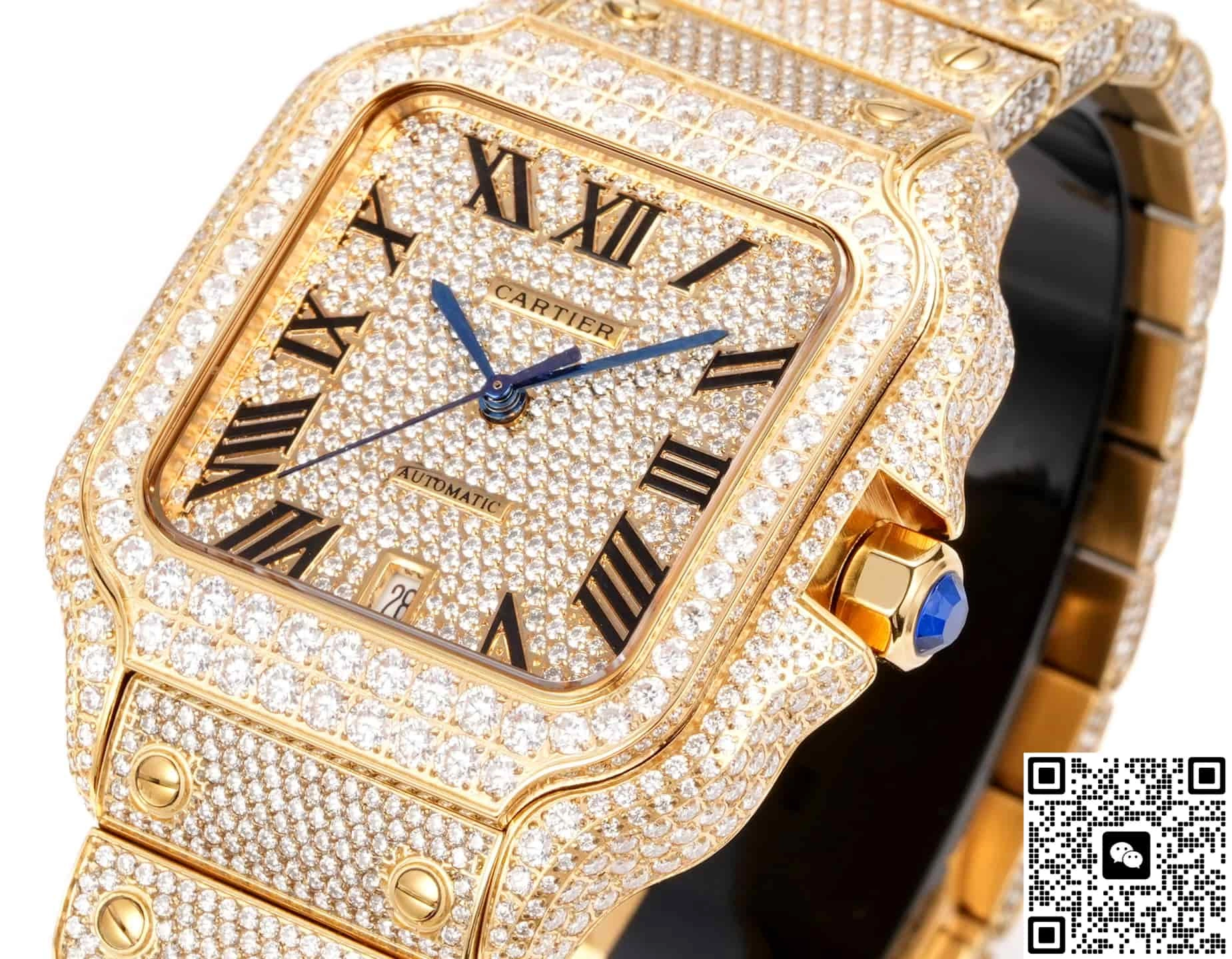 F4 Factory Cartier Santos Moissanite Diamonds 1:1 Best Edition Replica Watch