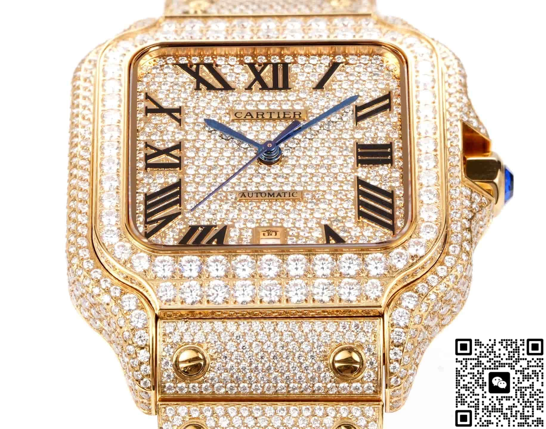 F4 Factory Cartier Santos Moissanite Diamonds 1:1 Best Edition Replica Watch