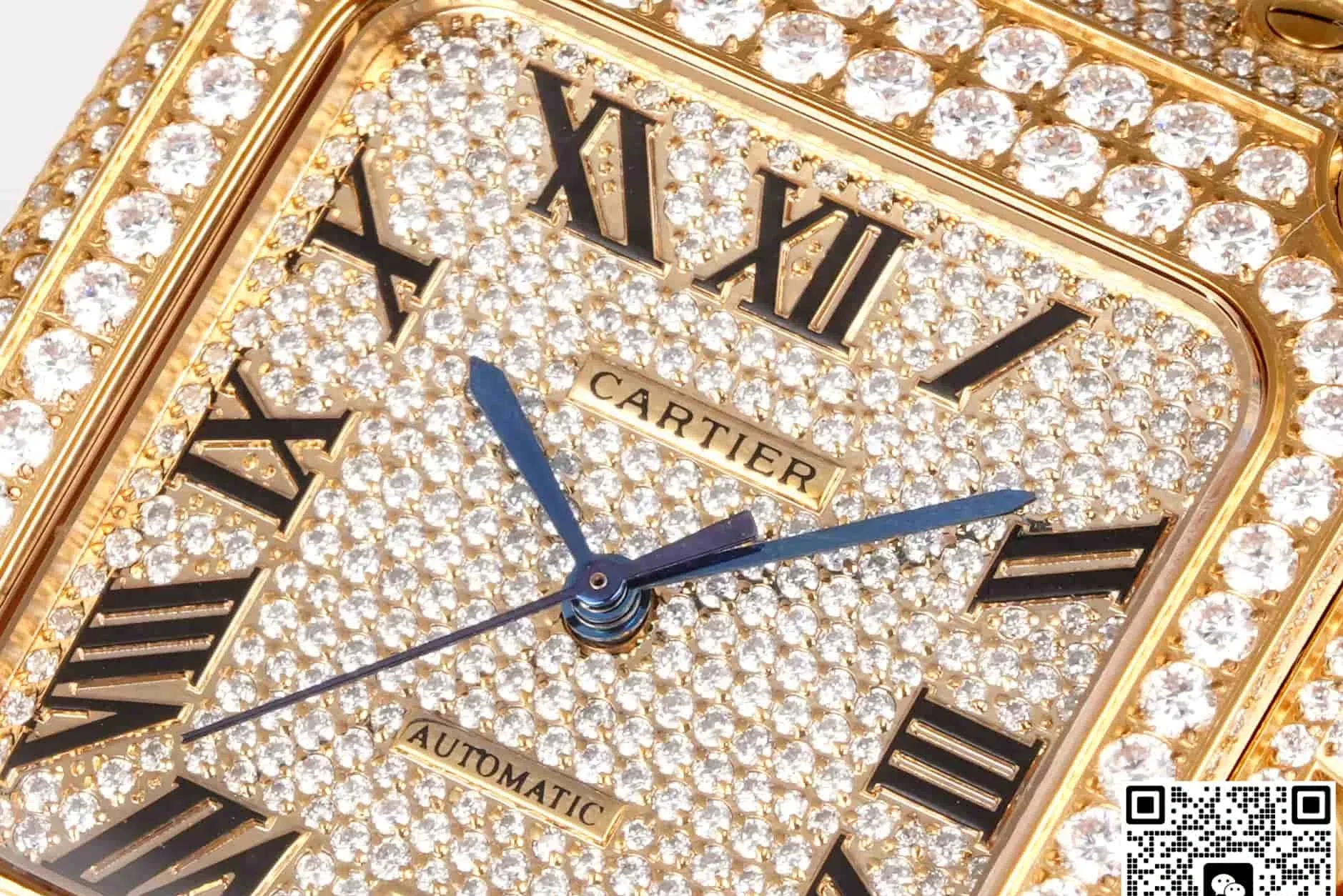 F4 Factory Cartier Santos Moissanite Diamonds 1:1 Best Edition Replica Watch