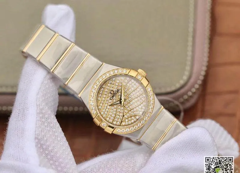 Omega Constellation Quartz Ladies 18K Yellow Gold Diamond Dial TW Factory 1:1 Best Edition Replica Watch Swiss Eta Quartz 1376