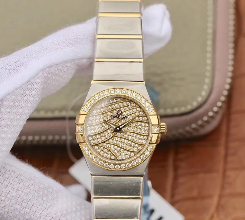 Omega Constellation Quartz Ladies 18K Yellow Gold Diamond Dial TW Factory 1:1 Best Edition Replica Watch Swiss Eta Quartz 1376