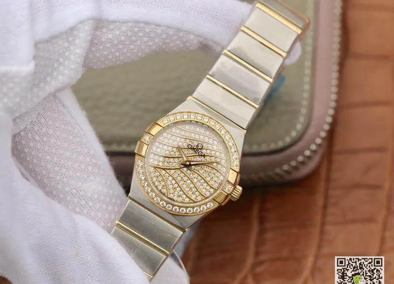 Omega Constellation Quartz Ladies 18K Yellow Gold Diamond Dial TW Factory 1:1 Best Edition Replica Watch Swiss Eta Quartz 1376