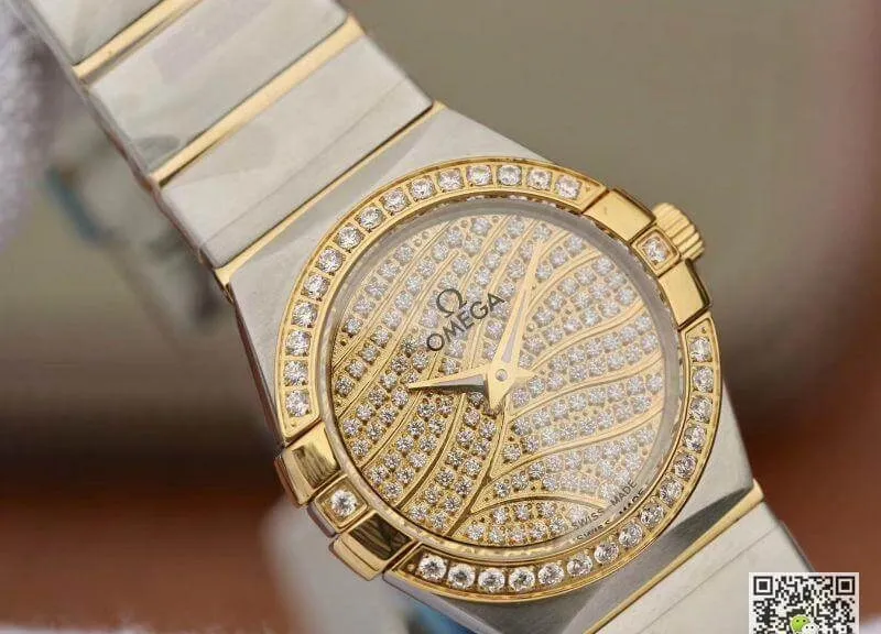 Omega Constellation Quartz Ladies 18K Yellow Gold Diamond Dial TW Factory 1:1 Best Edition Replica Watch Swiss Eta Quartz 1376