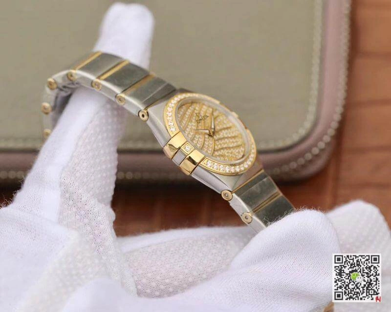Omega Constellation Quartz Ladies 18K Yellow Gold Diamond Dial TW Factory 1:1 Best Edition Replica Watch Swiss Eta Quartz 1376
