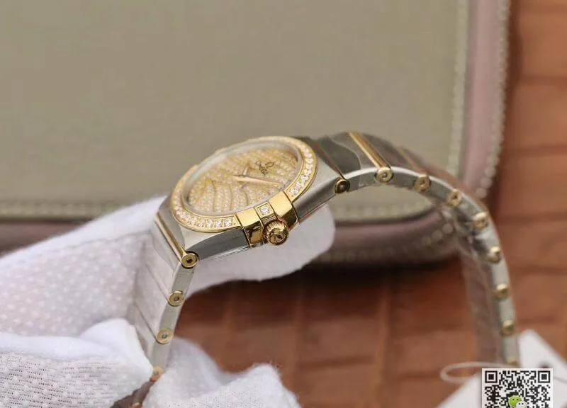 Omega Constellation Quartz Ladies 18K Yellow Gold Diamond Dial TW Factory 1:1 Best Edition Replica Watch Swiss Eta Quartz 1376