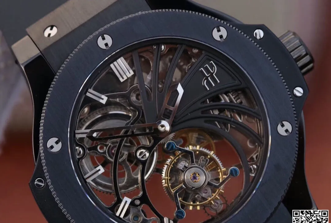 Hublot Big Bang Hollow Tourbillon 1:1 Best Edition Replica Watch Black Strap