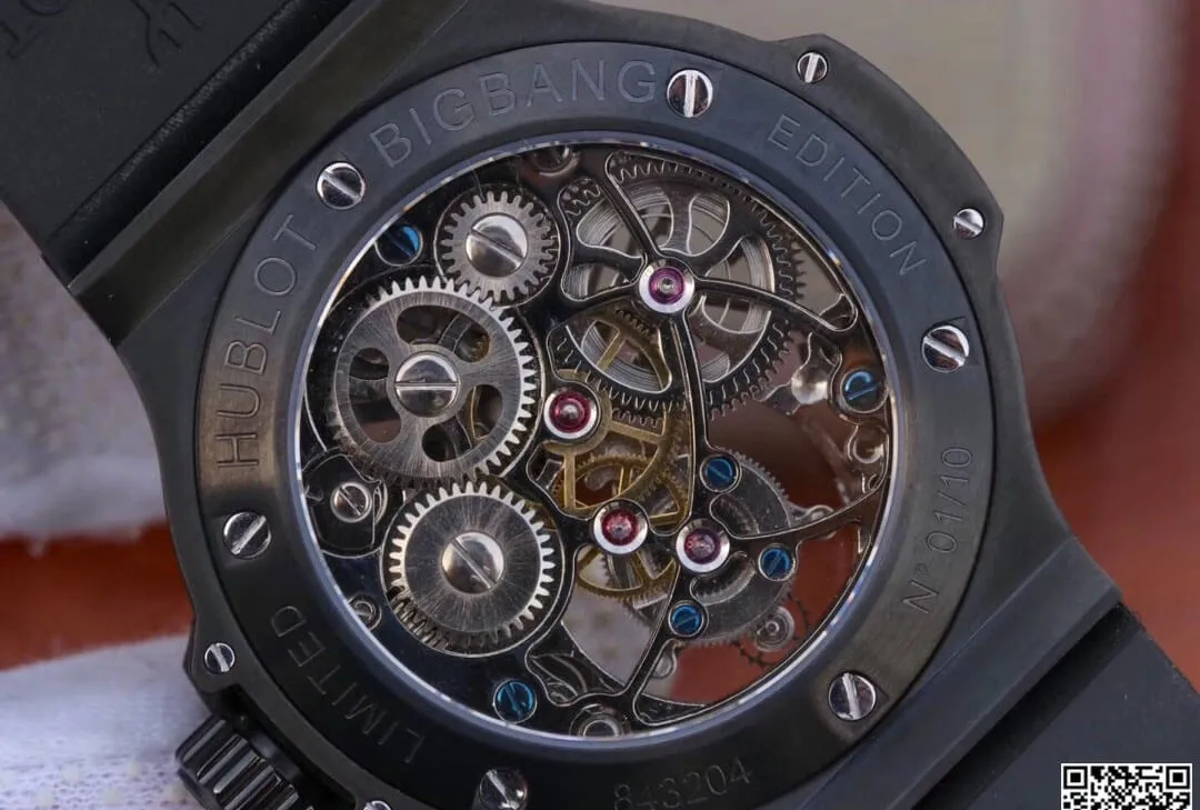 Hublot Big Bang Hollow Tourbillon 1:1 Best Edition Replica Watch Black Strap