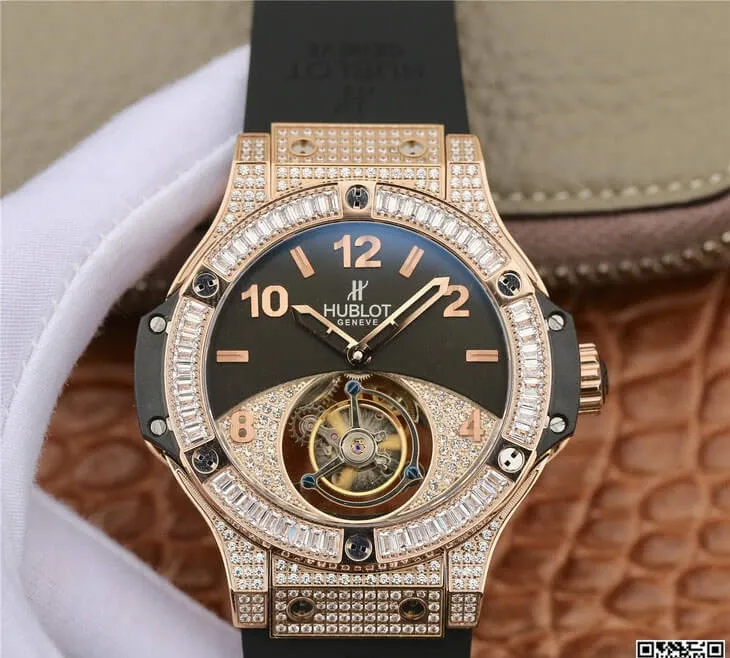 Hublot Big Bang Tourbillon 1:1 Best Edition Replica Watch Diamond Black Dial
