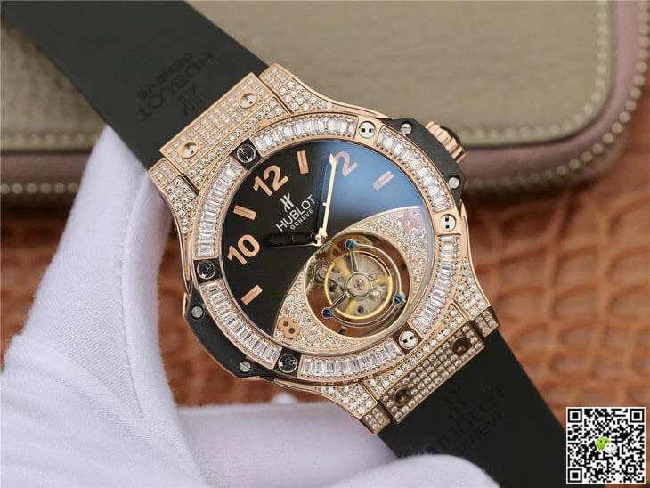 Hublot Big Bang Tourbillon 1:1 Best Edition Replica Watch Diamond Black Dial