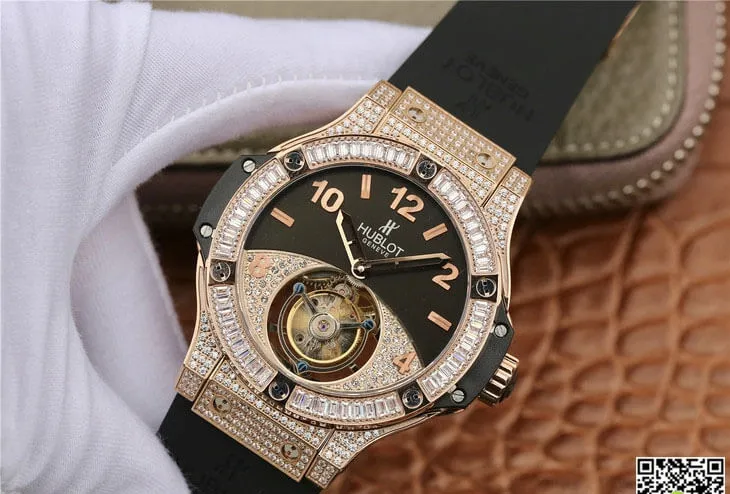 Hublot Big Bang Tourbillon 1:1 Best Edition Replica Watch Diamond Black Dial