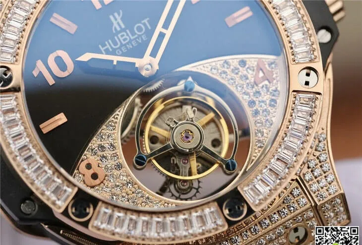 Hublot Big Bang Tourbillon 1:1 Best Edition Replica Watch Diamond Black Dial