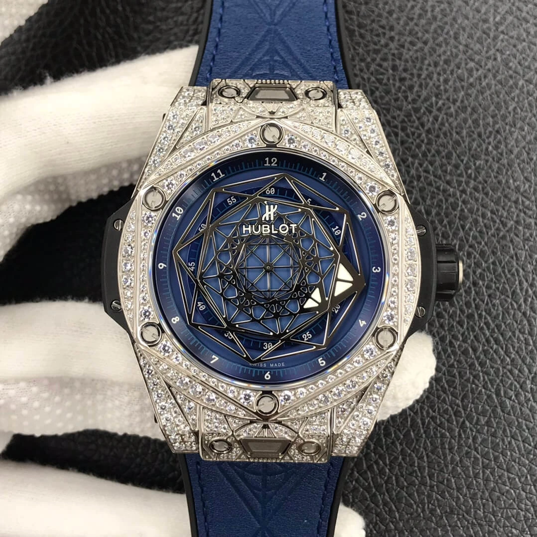 Hublot Big Bang WWF Factory 1:1 Best Edition Replica Watch Diamond Blue Dial