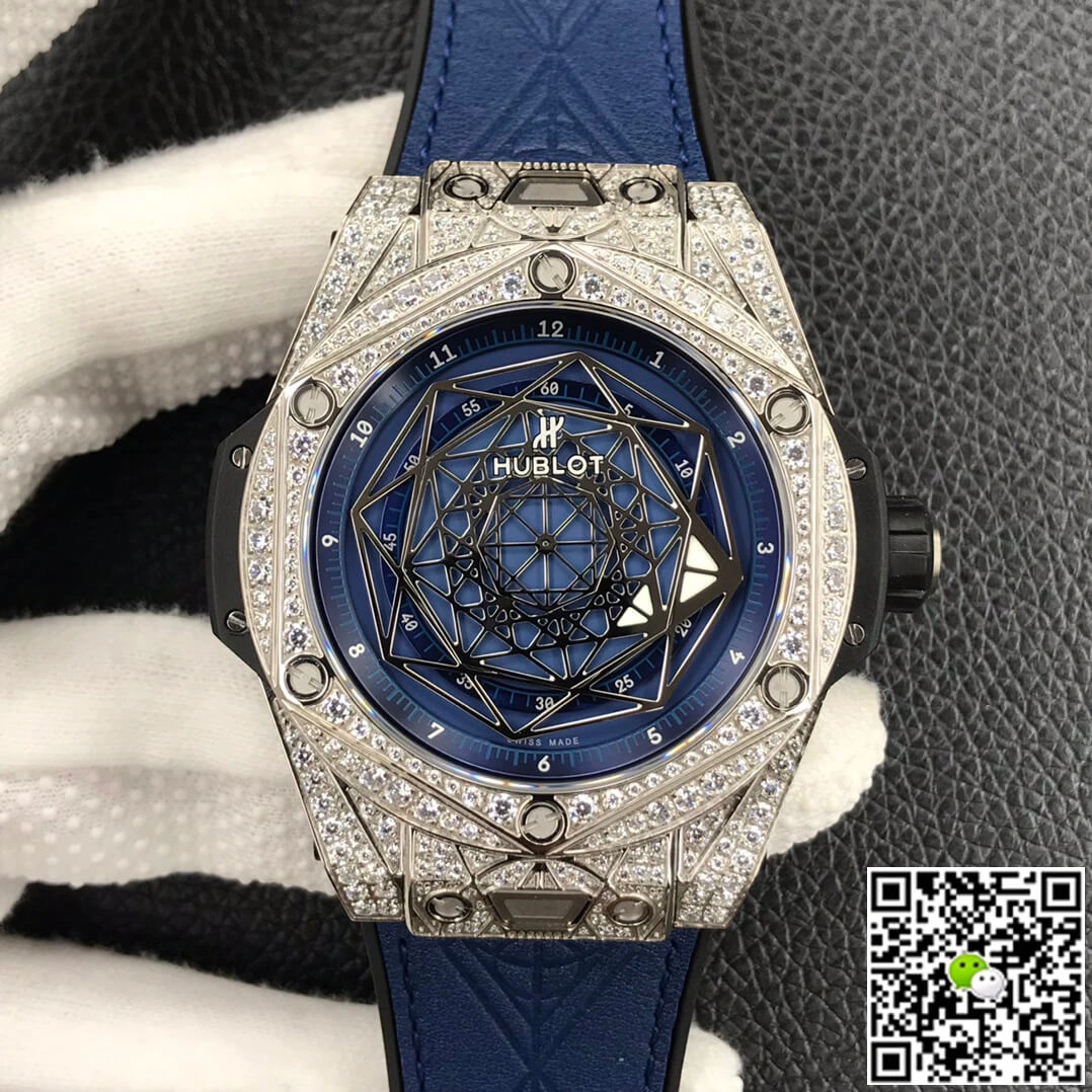 Hublot Big Bang WWF Factory 1:1 Best Edition Replica Watch Diamond Blue Dial
