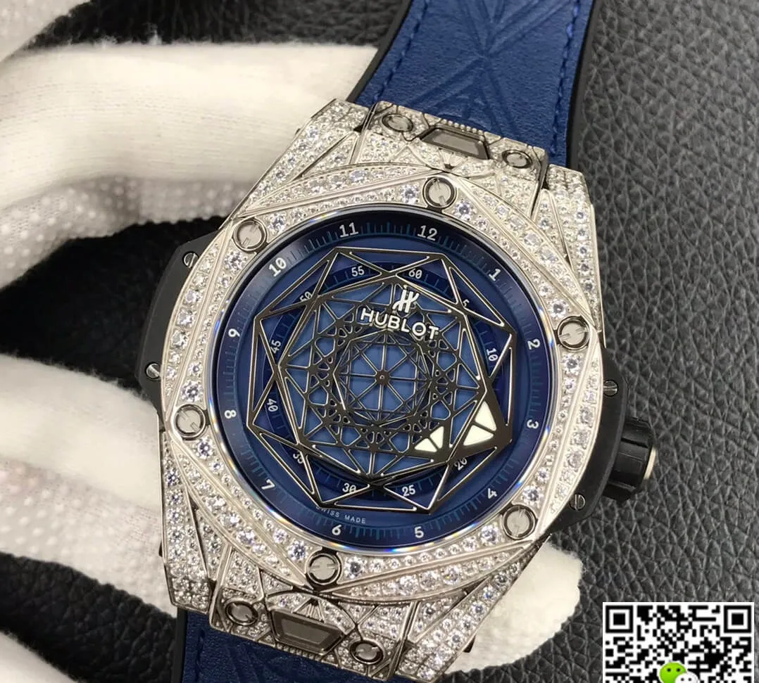 Hublot Big Bang WWF Factory 1:1 Best Edition Replica Watch Diamond Blue Dial
