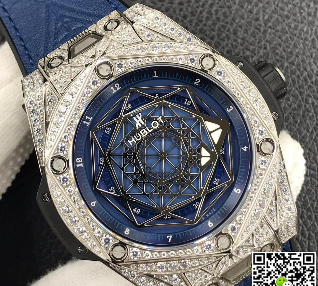Hublot Big Bang WWF Factory 1:1 Best Edition Replica Watch Diamond Blue Dial