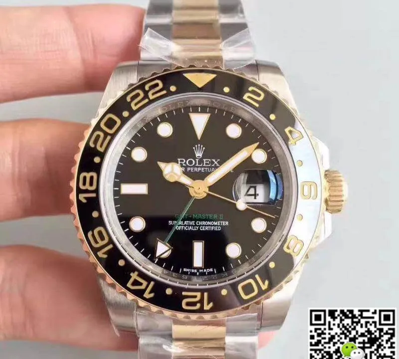 Rolex GMT-Master II 116713LN Noob Factory 1:1 Best Edition Replica Watch Swiss ETA3186 Gold Wrapped