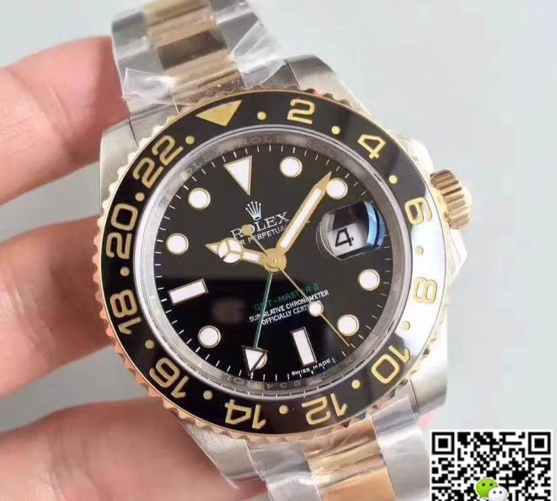 Rolex GMT-Master II 116713LN Noob Factory 1:1 Best Edition Replica Watch Swiss ETA3186 Gold Wrapped