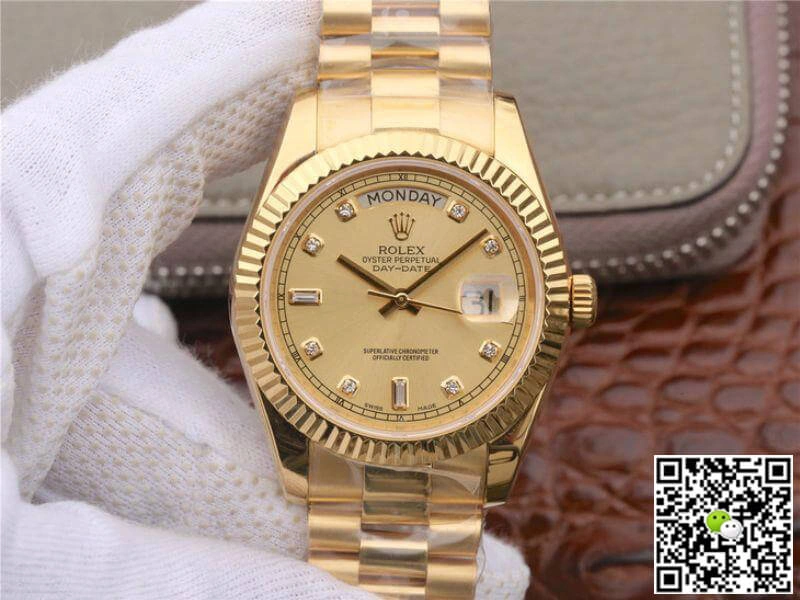 Rolex Day-Date II 218238 EW Factory 1:1 Best Edition Replica Watch Swiss ETA3255 Yellow Gold Dial