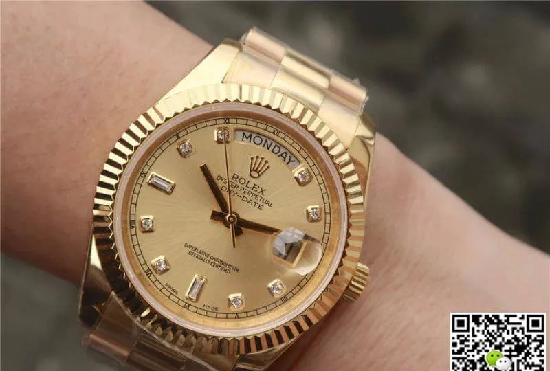 Rolex Day-Date II 218238 EW Factory 1:1 Best Edition Replica Watch Swiss ETA3255 Yellow Gold Dial