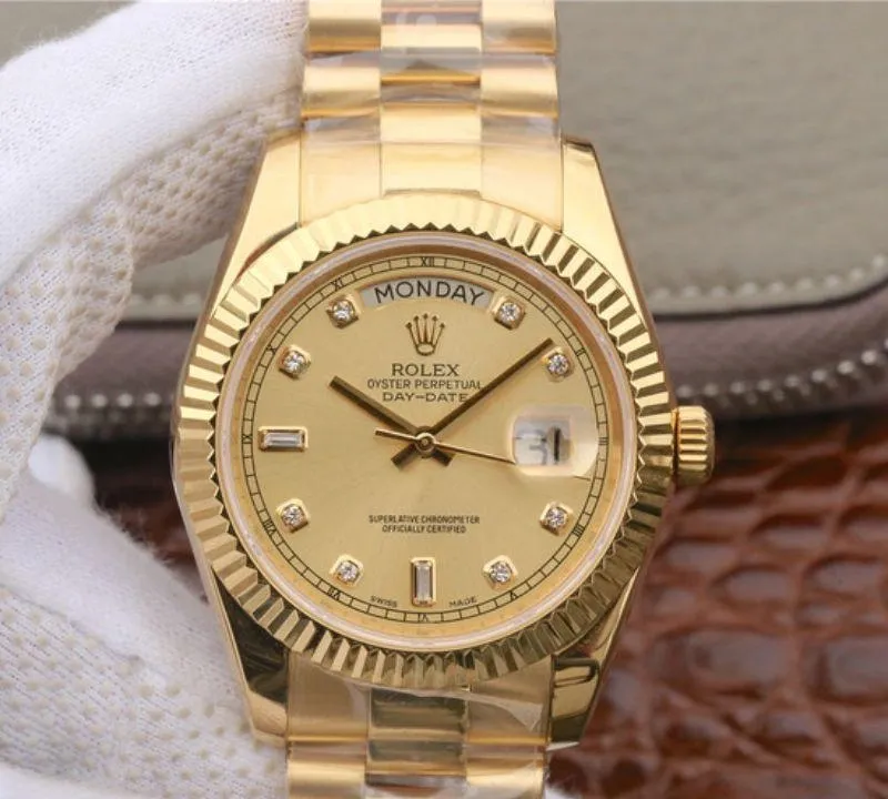 Rolex Day-Date II 218238 EW Factory 1:1 Best Edition Replica Watch Swiss ETA3255 Yellow Gold Dial