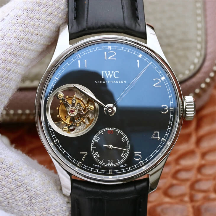 IWC Portuguese Tourbillon ZF Factory 1:1 Best Edition Replica Watch Black Strap