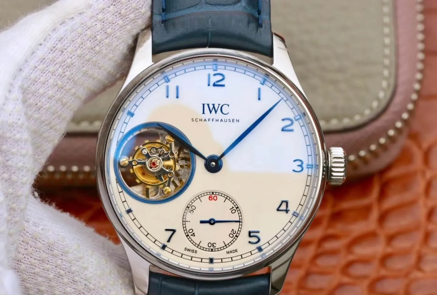 IWC Portuguese Tourbillon ZF Factory 1:1 Best Edition Replica Watch Leather Strap